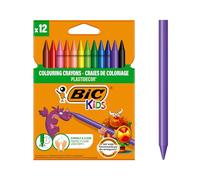 BIC Kids Plastidecor Craies de Coloriage - Couleurs Assorties, Etui Carton de 12
