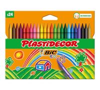 BIC Plastidecor – Craies de coloriage – Couleurs assorties – Étui carton de 24