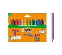 BIC Kids Plastidecor Craies de Coloriage - Couleurs Assorties, Etui Carton de 24