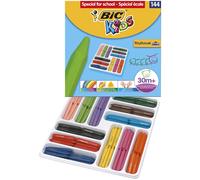 BIC Kids Plastidecor Triangle Craies de Coloriage - Couleurs Assorties, Classpack de 144