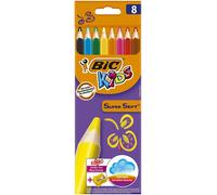 BIC Kids Supersoft Colouring Pencils - Pack of 8, Plus Sharpener