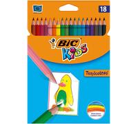 BIC Kids Crayons de couleur Tropicolors Enfants de plus de 5 ans Couleurs assorties étui carton 18