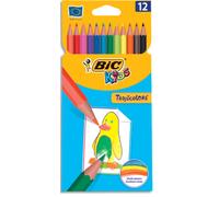 BIC KIDS Tropicolors Crayons de Couleur - Coloris Assortis, Etui Carton de 12