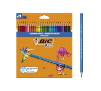 BIC Kids Tropicolors Crayons de Couleur(Parfait pour l'Ecole) - Couleurs Assorties, Etui Carton de 24