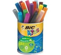 BIC Kids Visacolor XL Feutres de Coloriage à Pointe Large Et Résistante, Lavables, Encre à base d'eau - Couleurs Assorties, Pot de 18