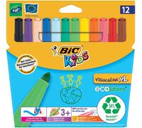 BIC KIDS Feutre Visacolor XL ecolutions – Pointe extra large – Pochette de 12 – Couleurs assorties