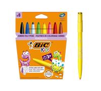 BIC Kids Visacolor XL ECOlutions Feutres de Coloriage à Pointe Large - Couleurs Assorties, Etui Carton de 8
