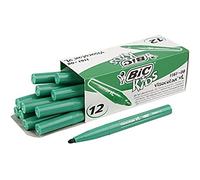 BIC Kids Visacolor XL Feutres de Coloriage à Pointe Large, Lavables, Encre à base d'eau - Vert, Boîte de 12