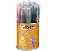 BIC Kids Visaquarelle Feutres de Coloriage Lavables avec Pointe Pinceau - Couleurs Assorties, Pot de 18