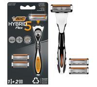 Bic Kit 1 Manche + 2 Recharges Hybrid Flex 5 Rasoir Système Homme - 5 Lames Mobiles