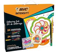 BIC Kit de coloriage Intensity avec feutres, crayons de couleur et livres de coloriage : Be Peaceful: Colour Your Soul Happy et Feel-Good Songs - Couleurs assorties, kit de 50 pièces