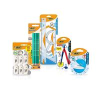 BIC Kit De Fournitures Scolaires Pour Enfant Avec 1 Compas D’apprentissage, 3 Instruments De Géométrie, 10 Crayons Graphite, 1 Taille-crayon et 6 Gommes - Pack de 21