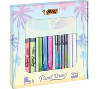 BIC Kit d'écriture Pastel Dream - 15 pièces (4 fineliners, 4 stylos bille, 4 surligneurs, 3 stylos gel)