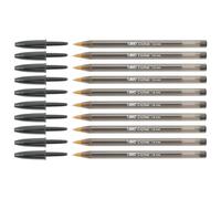 Bic Lot De 10 Stylos À Bille Cristal Large 1,6 Mm Noir