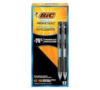 BIC Lot de 12 crayons à papier résistants à la casse avec gommes, n°2 pointe moyenne (0,7 mm), fournitures scolaires ou de bureau