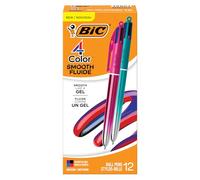 BIC Lot de 12 stylos à bille rétractables dégradés lisses avec pointe de 1 mm, couleurs d'encre assorties