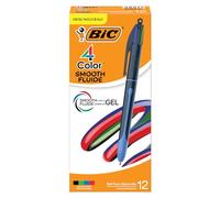 BIC Stylos à bille rétractables Lot de 12 4 couleurs pointe 1 mm encre gel durable