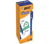 Bic Lot De 12 Stylos Encre Gel Gelocity Quick Dry Pointe Moyenne Bleu