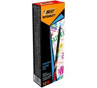 Bic Lot De 12 Stylos Feutre Fineliner Intensity Pointe Baguée Métal Fine 0,4mm Rouge
