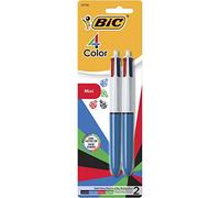 BIC Lot de 2 mini stylos à bille 4 couleurs, 1,0 mm, couleurs assorties