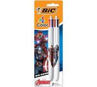 BIC Marvel's Avengers Edition Lot de 2 stylos à bille rétractables, pointe moyenne (1 mm), encre longue durée