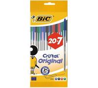 BIC Cristal Original Stylos-Bille (Pointe Moyenne (1 mm) / Parfait pour l'Ecole et au Bureau) - Couleurs Assorties, Pochette Format Spécial de 27 Pack