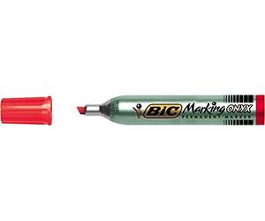 BIC Lot de 3 Marqueurs Permanent MARKING ONYX 1591 MAXI Pointe Biseau 2,7 à 6,2 mm Rouge