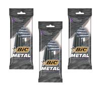 Bic Lot De 3 Pochettes De 5 Rasoirs Metal 1 Lame Pour Barbes Difficles