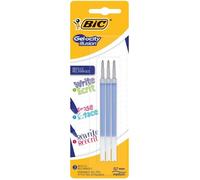 BIC Recharges pour stylo Gel-ocity Illusion – Gel effaçable, pointe moyenne 0,7 mm, bleu, lot de 3