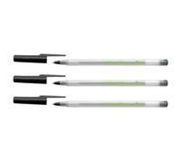 Bic Lot De 3 Stylos À Bille Ecolutions Round Stic Corps Transparent Glacé Noir