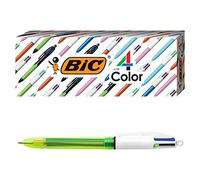BIC Lot de 3 stylos à bille fluo 4 couleurs, pointe moyenne/grasse (1,0/1,6 mm), encres assorties