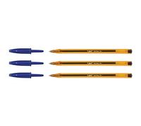 Bic Stylo À Bille Bleue Cristal Fine Pointe Fine Corps Transparent À Capuchon