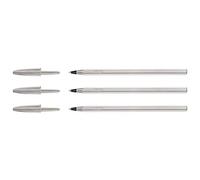 BIC Stylo bille Cristal Original Shine. Corps argent. Pointe moyenne 1mm. Encre noire