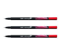 Bic Lot De 3 Stylos Feutre Fineliner Intensity Pointe Bagu¿E Métal Fine 0,4mm Rouge
