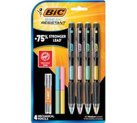 Bic Lot de 4 porte-mines incassables avec gomme, pointe moyenne (0,7 mm), pour fournitures scolaires ou de bureau