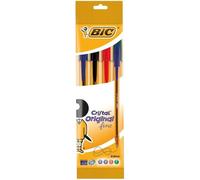 BIC Stylos-bille Cristal Original Pointe fine 0,8 mm Couleurs assorties Pochette de 4