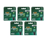 Bic Lot De 5 Box 4 Recharges Hybrid 3 Sensitive - Rasoir Système Homme - 3 Lames Mobiles