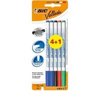 BIC feutres tableau blanc Velleda 1741 – pointe conique moyenne, effaçables à sec, blister 4+1