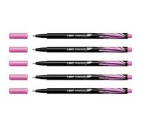 BIC Lot de 5 Stylos Feutre Fineliner Intensity Pte Baguée métal Fine 0,4mm Rose