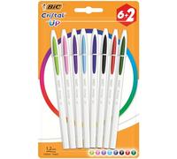 BIC Lot de 6 stylos à bille Cristal Up 0,35 mm + 2 stylos gratuits