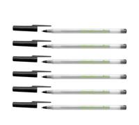 Bic Lot De 6 Stylos À Bille Ecolutions Round Stic Corps Transparent Glacé Noir