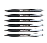 BIC Lot de 6 Stylos bille ATLANTIS SOFT pointe moyenne 1 mm noir