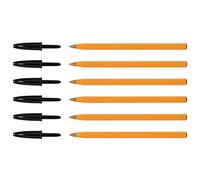 Bic Stylo À Bille Pointe Fine Encre Noire Corps Plastique Orange À Capuchon Orange