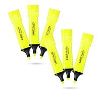BIC Lot de 6 surligneurs plats en plastique avec encre jaune fluo fluo pour des notes lisses et précises, idéal pour l'école et le bureau