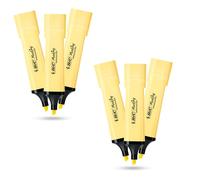 BIC Lot de 6 surligneurs plats en plastique avec encre jaune pastel pour des notes lisses et précises, idéal pour l'école et le bureau
