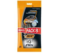 BIC Lot de 8 rasoirs jetables flexibles pour homme avec barre de protection en caoutchouc et bande émolliente