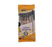 Bic Cristal Original Lot de 8 stylos à bille sans bavures, idéal pour l'école, noir, pointe moyenne (1 mm),