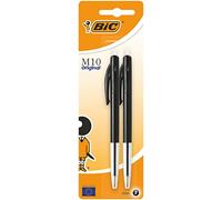 Lot De 2 Stylos Bille M10 - Noir - Rétractable - Pointe Moyenne