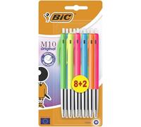 BIC M10 Pastel Stylos-Bille à Pointe Moyenne (1,00 mm) Bleu - 5 Corps Pastel Assortis, Édition Spéciale, Pack de 8+2
