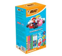 BIC Mario Kart Kit de Papeterie - Stylos-Bille Pointe Moyenne (1,0 mm)/Surligneurs Pointe Biseautée/Souris Correctrices 6 m/Autocollants - Boîte de 10